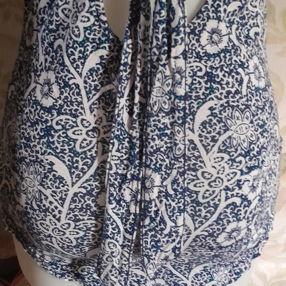 Free People Happiness in Bloom Floral Halter Top in Hula Blue sz Small - Picture 10 of 11